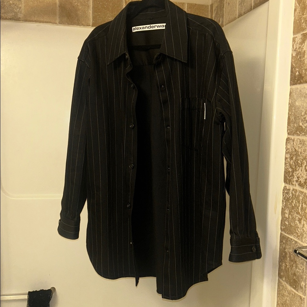 Alexander Wang Charcoal Pinstripe Button-Up